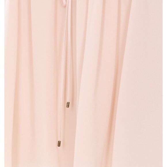 Chloe' Women Flowy Top With Puff Sleeves In Crêpe De Chine And Lace - Picture 3 of 5